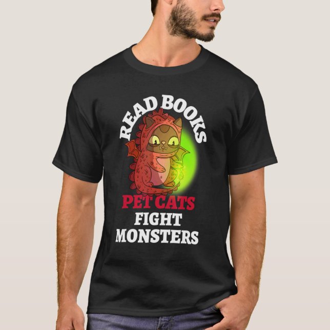 Camiseta Libros Gatos Luchan Contra Monstruos Bookish Magic (Anverso)