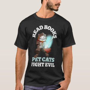 Camiseta Libros Gatos Malvados Knight Bookish Leer Bibliófi