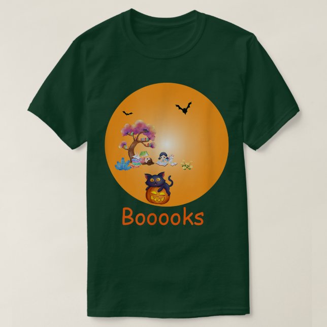 Camiseta Libros Ghost Boo Leer libros Biblioteca divertida (Diseño del anverso)