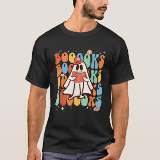 Camiseta Libros Groovy Cute Fantasma Libro Retro Leyendo Ha