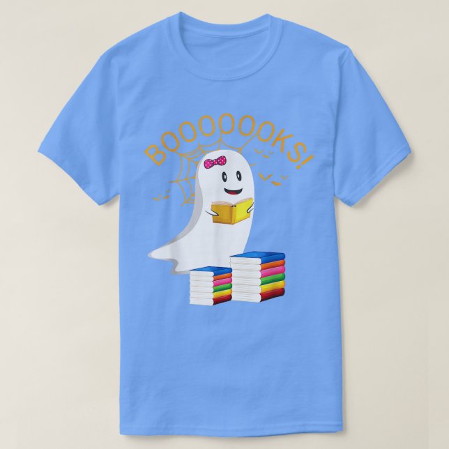 Camiseta Libros Halloween Fantasma Leer libro Cute libros A (Diseño del anverso)