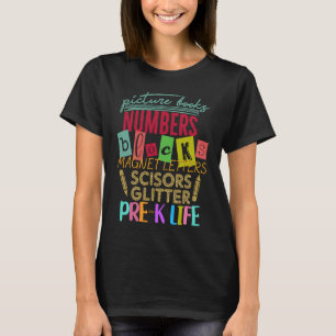 Camiseta Libros Ilustrados Números Bloques Encantador Vida
