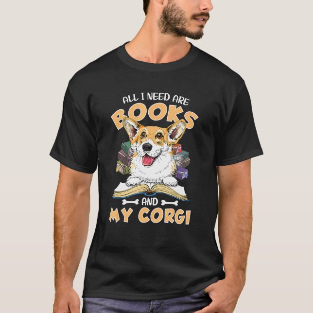 Camiseta Libros Lectores Ropa Animales Perros Corgi (Anverso)