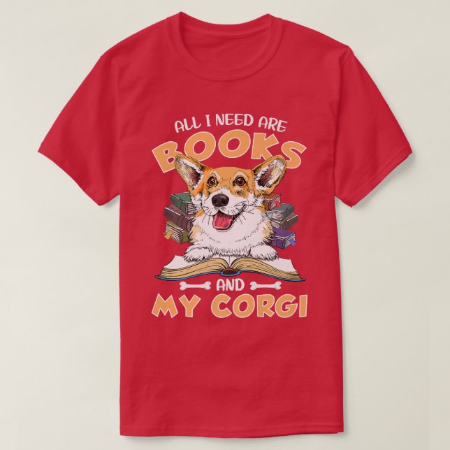 Camiseta libros lectores ropa, animales, perros corgi amant (Diseño del anverso)