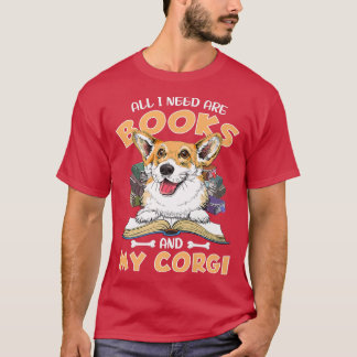 Camiseta libros lectores ropa, animales, perros corgi amant