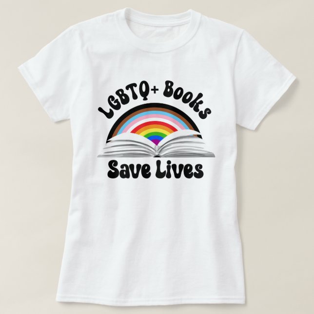 Camiseta Libros LGBTQ+ salvan vidas (Diseño del anverso)