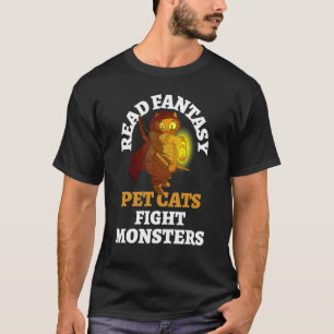 Camiseta Libros Monstruo del Gato Bookish Bookworm Fantasy