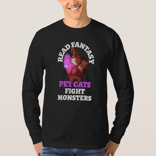Camiseta Libros monstruos de gatos Bookish Bookworm Fantasy (Anverso)