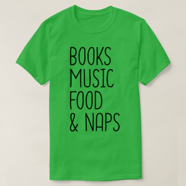 Camiseta Libros Música Comida Y Napas 2 (Diseño del anverso)