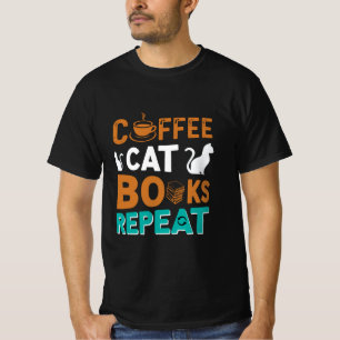 Camiseta Libros para gato de café Repite, lee y ama al café