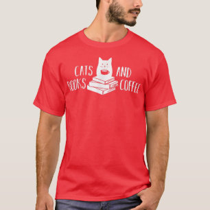 Camiseta Libros para gatos y amantes del café, cafés y gato