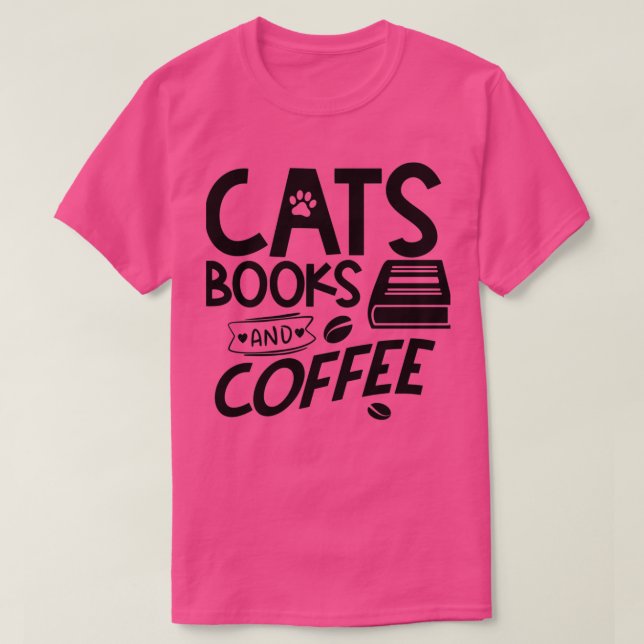 Camiseta Libros para gatos y café (Diseño del anverso)