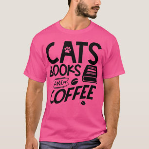 Camiseta Libros para gatos y café
