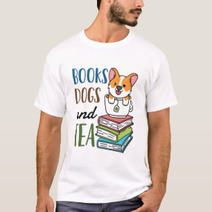 Camiseta Libros perros y lectura de fin de semana de té