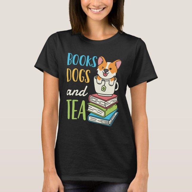 Camiseta Libros perros y té (Anverso)
