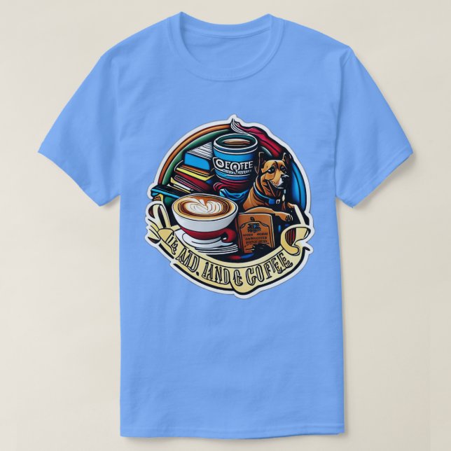 Camiseta libros y café y perros y justicia social (Diseño del anverso)