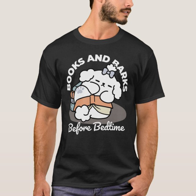 Camiseta Libros y cortezas - Diseño de lectura de perros es (Anverso)