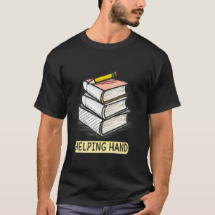 Camiseta Libros y diseño de lápiz de mano ayudante creativa