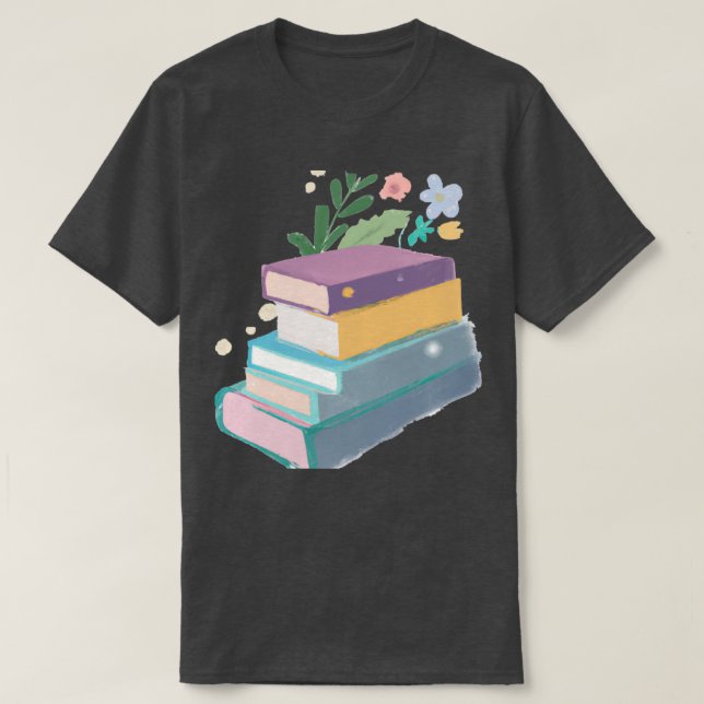 Camiseta Libros y flores (Diseño del anverso)