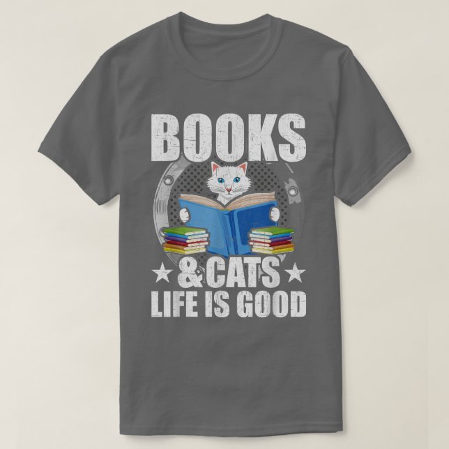 Camiseta Libros Y Gatos Lectores De Libros  (Diseño del anverso)