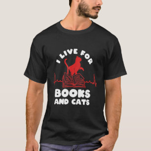 Camiseta Libros Y Gatos Leyendo Libros Que Vivo Para Libros