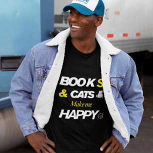 Camiseta Libros y gatos me hacen feliz