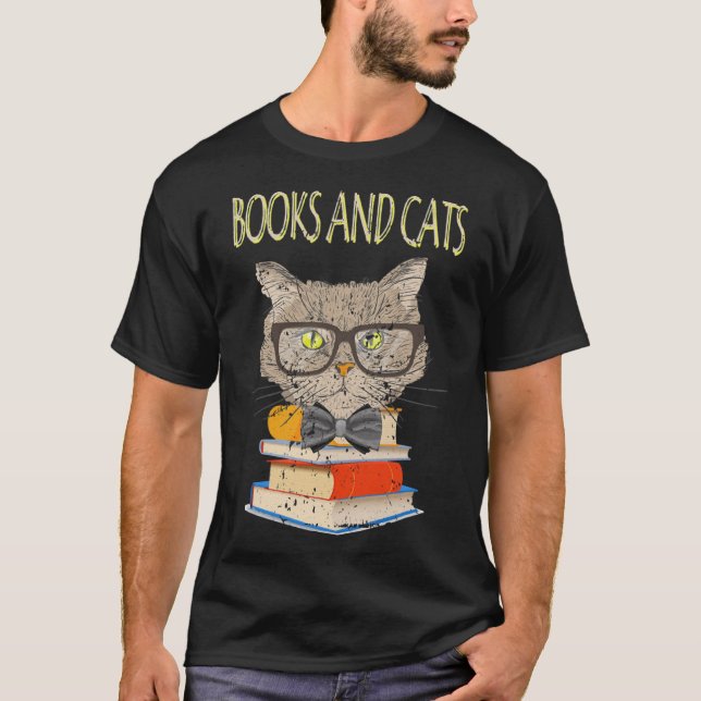 Camiseta Libros Y Gatos Nerdy Eyeglasses Gusano De Libros (Anverso)