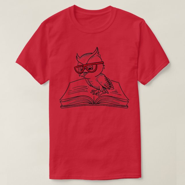 Camiseta Libros y lechuzas leyendo literatura Animal forest (Diseño del anverso)