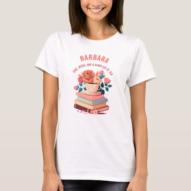 Camiseta Libros Y Un Cálido Diseño De Té Peach (Anverso)