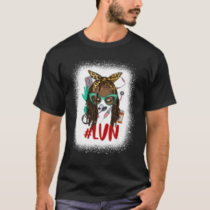 Camiseta Licencia de enfermera profesional afro Messy Bun H