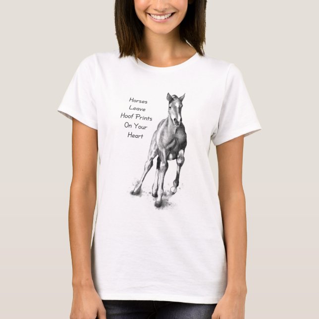 Camiseta Licencia Hoofprints de los caballos en su corazón: (Anverso)