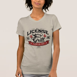 Camiseta Licencia para asador - Encender, Chef Slim Fit Wom
