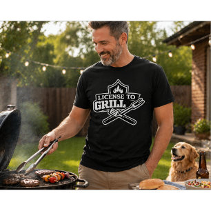 Camiseta Licencia para Asar Diseño Divertido de Barbacoa