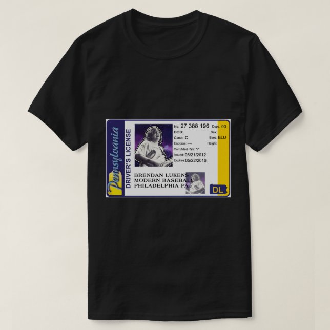 Camiseta Licencia para conductores de Brendan Lukens, de bé (Diseño del anverso)