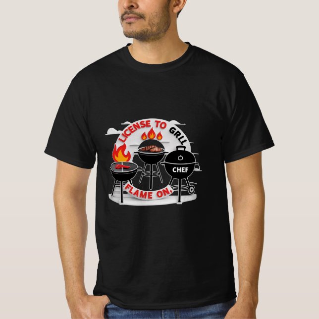 Camiseta Licencia para Grill - Encender, Chef BBQ Fun Tee (Anverso)