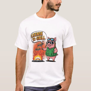 Camiseta Licencia para Grill Funny BBQ Pig