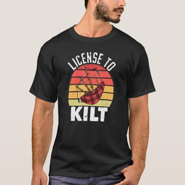 Camiseta Licencia Para Hombres Para Matar A Kilt Con Escoci (Anverso)