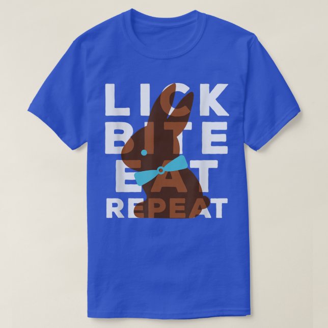 Camiseta Lick Bite Eat Repeat Funny Easter Chocolate Bunny  (Diseño del anverso)