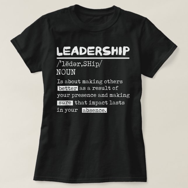 Camiseta Liderazgo Definición Líder Office Teamwork Influ (Diseño del anverso)