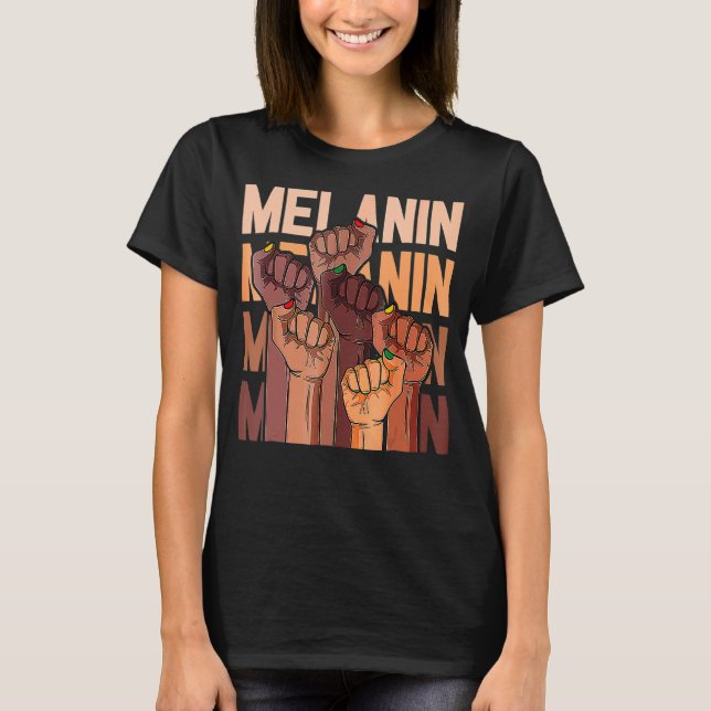 Camiseta Líderes de melanina Puño de poder Mano Histórica n (Anverso)