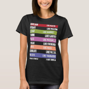 Camiseta Líderes negros BLM Melanin Orgullo Afro Historia N