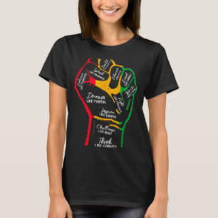 Camiseta Líderes negros inspiradores puño de poder mano neg