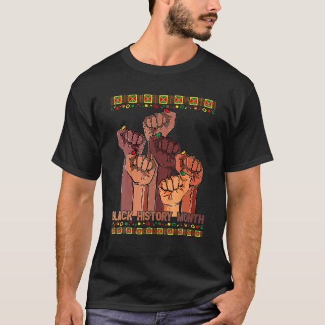 Camiseta Líderes Negros Inspiradores Puño Poderoso Mano Mes (Anverso)