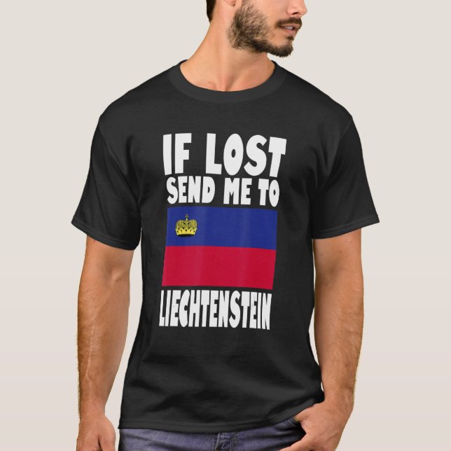 Camiseta Liechtenstein Flag Design  If lost send me to Liec (Anverso)