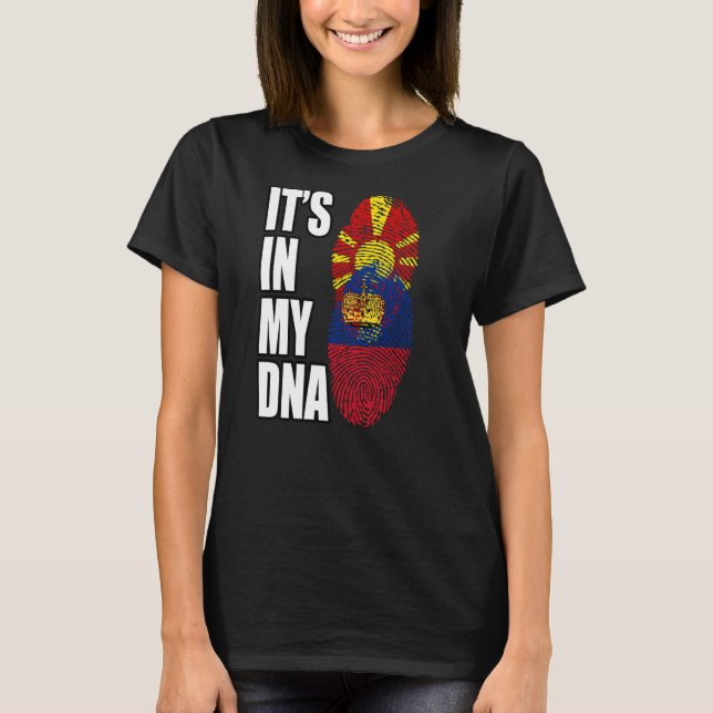 Camiseta Liechtenstein Y Macedonia Mezclan Bandera Del Patr (Anverso)