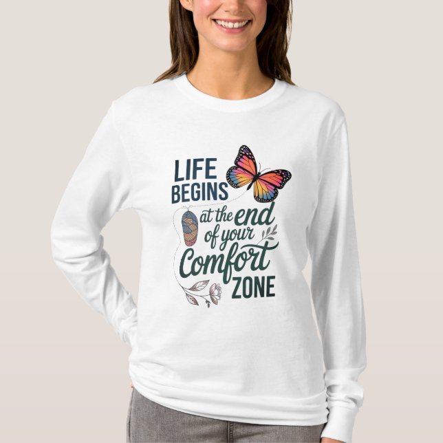 CAMISETA LIFE BEGINS AT THE END OF YOUR COMFORT ZONE D07 (Anverso)