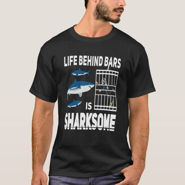 Camiseta Life behind bars is sharksome Scuba Diving shark D (Anverso)