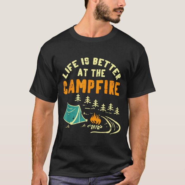 Camiseta Life Better Campfire Camng Camper Boys Girl Kids M (Anverso)
