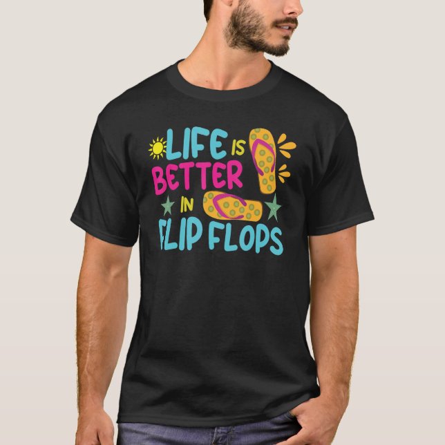 Camiseta Life Better Flip Flop Beach 2022 Ocean Tropical He (Anverso)