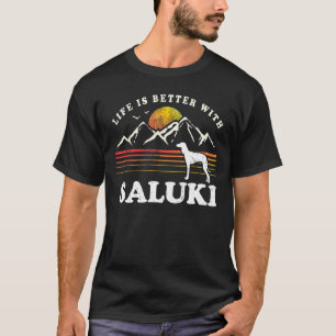 Camiseta Life Better Saluki Vintage Dog Mom Dad